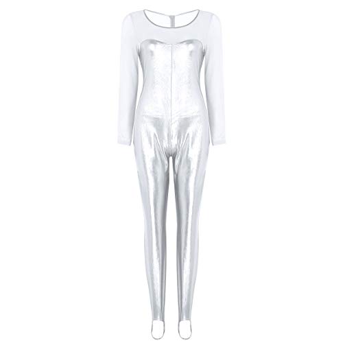 CHICTRY Body de Charol Metálico Mujer Sexy Mono sin Mangas Maillot Brillante Bodysuit Malla Lencería Leotardo Gimnasia Discoteca Clubwear Plateado Small CHICTRY Body de Charol Metálico Mujer Sexy Mono sin Mangas Maillot Brillante Bodysuit Malla Lencería Leotardo Gimnasia Discoteca Clubwear Plateado Small