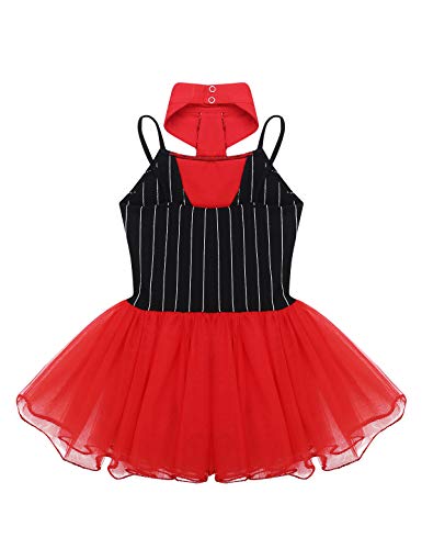 CHICTRY Disfraz de Circo Niñas Maillot de Danza Ballet Cosplay de Fiesta Navidad Carnaval Body Baile sin Manga con Lentejuelas 6-14 Años Negro&Rojo 12 Años