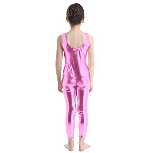 CHICTRY Maillot Ballet Niña sin Manga Maillot Gimnasia Ritmica Mono de Danza Leotardo Brillante Elástico Trajes de Deporte Jumpsuit Bodys Patinaje Artístico para Niñas 3-14 Años Rosa 7-8 Años