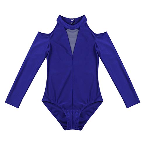 CHICTRY Maillot de Danza Ballet Elegante Leotardo de Gimnasia Manga Larga Ropa Body Clásico Monos Elástico para Niña 3-12 Años Azul 8-10 años