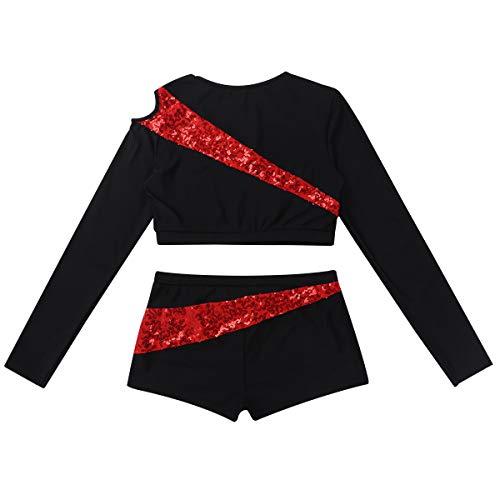 CHICTRY Maillot de Patinaje Artistico Danza Ballet Gimnasia Lentejuelas Brillantes Leotardo Elástico Ballet Baile Crop Tops Manga Larga con Pantalones Cortos para Mujer Chica Rojo Small CHICTRY Maillot de Patinaje Artistico Danza Ballet Gimnasia Lentejuelas Brillantes Leotardo Elástico Ballet Baile Crop Tops Manga Larga con Pantalones Cortos para Mujer Chica Rojo Small