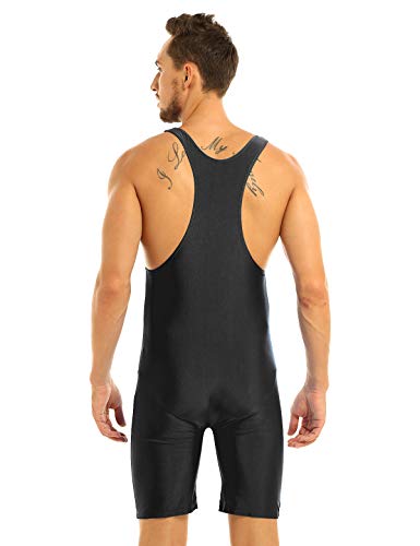 CHICTRY Mono Body para Hombre Maillot Deportivo Camiseta sin Mangas Ciclismo Natación Leotardo Gimnasia Hombre Negro Large