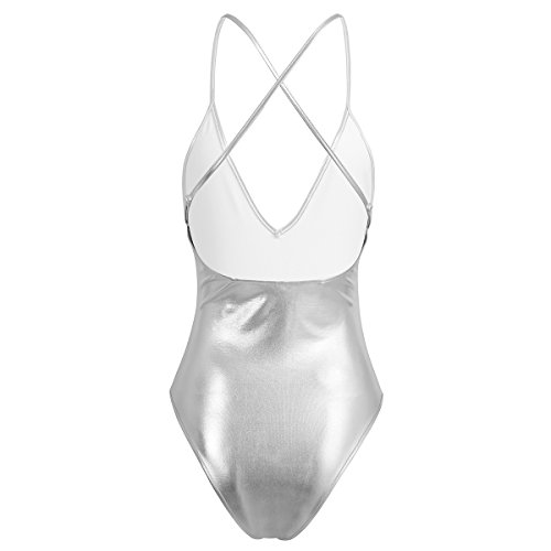 CHICTRY Mujer Maillot Danza Ballet Charol Brillante Leotardo Body Clásico Gimnasia sin Mangas Maillot de Tirantes Baile para Mujer Adultos Plateado M CHICTRY Mujer Maillot Danza Ballet Charol Brillante Leotardo Body Clásico Gimnasia sin Mangas Maillot de Tirantes Baile para Mujer Adultos Plateado M