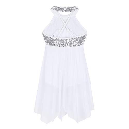 CHICTRY Vestido de Danza Ballet con Lentejuelas Maillot Ballet Cuello Halter Vestido Plisado de Malla Leotardo Gimnasia con Bragas Interior para Niñas Chicas Actuación Blanco 14 años CHICTRY Vestido de Danza Ballet con Lentejuelas Maillot Ballet Cuello Halter Vestido Plisado de Malla Leotardo Gimnasia con Bragas Interior para Niñas Chicas Actuación Blanco 14 años