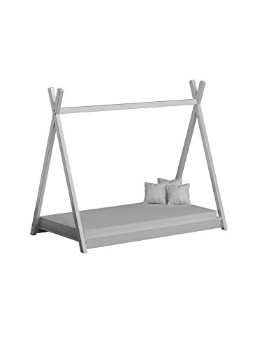 Children's Beds Home Cama con Dosel Individual de Madera Maciza - Estilo Titus Tepee para niños Niños Niño pequeño - Sin colchón Incluido (140x70, Blanco)