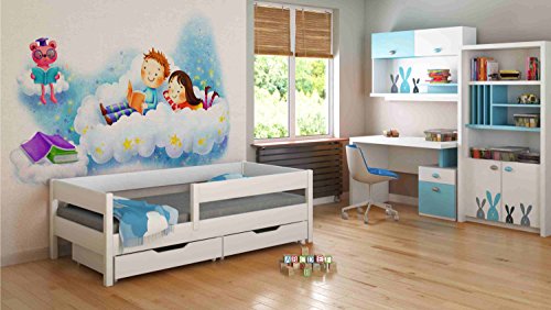 Children's Beds Home Camas Individuales para niños Niños Niños pequeños con cajones Sin colchón Incluido (140x70, Blanco)