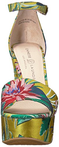 Chinese Laundry Avenue 2, Sandalias con tacón para Mujer, Impresión de Loto Amarillo, 40.5 EU