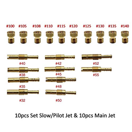 Chorro principal de carburador duradero 10pcs / secado lento for pilotos de combate y 10PCS inyectores principal Avión PWK Keihin OKO KOSO Mikuni PE CVK carburador Carburedor Vice para coche y moto