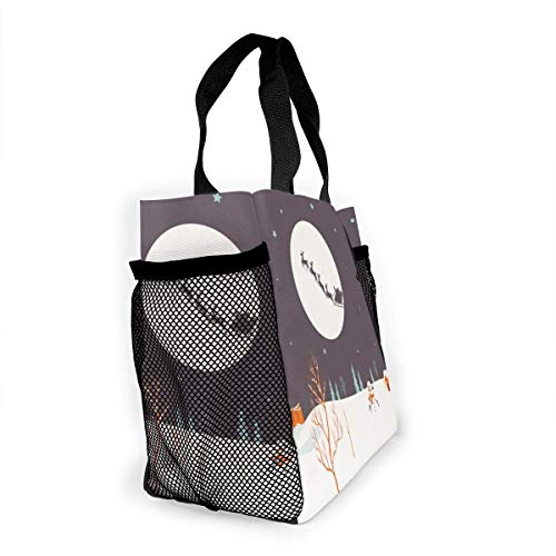 Christmas Blog Lunch Bag Christmas Tree Snow Sky wide For Men Women, Meal Lunch Tote Handbag Food Boxes, Durable Pouch For Outdoor Christmas Blog Lunch Bag Christmas Tree Snow Sky wide For Men Women, Meal Lunch Tote Handbag Food Boxes, Durable Pouch For Outdoor