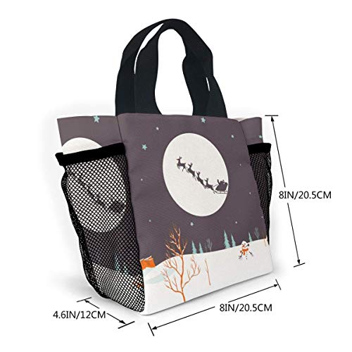 Christmas Blog Lunch Bag Christmas Tree Snow Sky wide For Men Women, Meal Lunch Tote Handbag Food Boxes, Durable Pouch For Outdoor