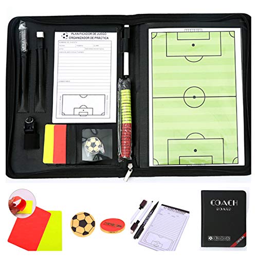 CHSEEA Abatible Pizarra Táctica de Fútbol, Carpeta Táctica Magnéticas para Entrenador Entrenamiento de Fútbol con Plantillas, Imanes, Lapiceros y Goma de Borrar #3