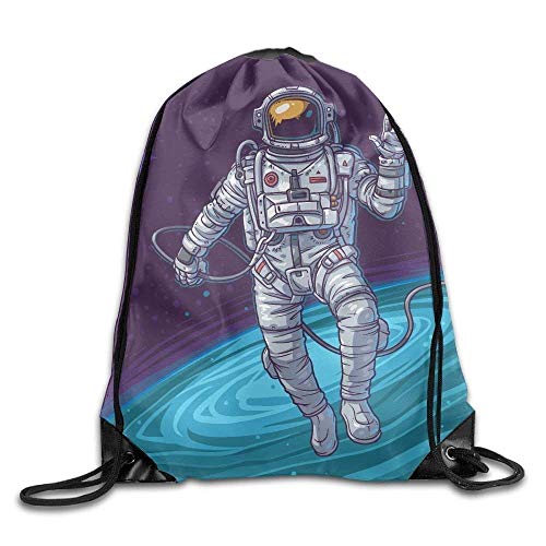 CHSUNHEY Bolsos de Lazo,Mochilas,Space Walk Gym Eco-Friendly Luggage Drawstring Backpack Unisex Portable Sack Bags