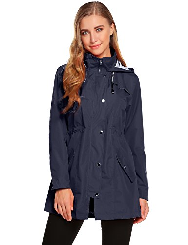 Chubasquero Mujer Impermeable Chaqueta Manga Larga Abrigo Deporte Portable Seco RáPido Rompevientos con Capucha