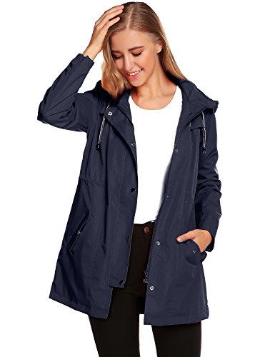 Chubasquero Mujer Impermeable Chaqueta Manga Larga Abrigo Deporte Portable Seco RáPido Rompevientos con Capucha