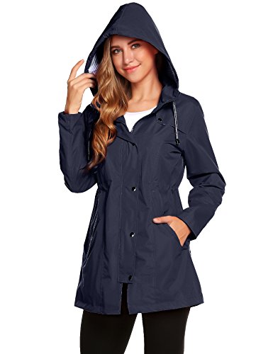 Chubasquero Mujer Impermeable Chaqueta Manga Larga Abrigo Deporte Portable Seco RáPido Rompevientos con Capucha