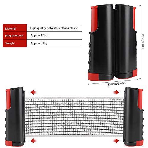 CHUER Red de Tenis de Mesa, Red Ajustable de Ping Pong Repuesto Portátil Retráctil Table Tennis Net - Ping Pong Net para Entrenamiento Abrazaderas, Longitud Ajustable 170 (MAX) x 14.5cm CHUER Red de Tenis de Mesa, Red Ajustable de Ping Pong Repuesto Portátil Retráctil Table Tennis Net - Ping Pong Net para Entrenamiento Abrazaderas, Longitud Ajustable 170 (MAX) x 14.5cm