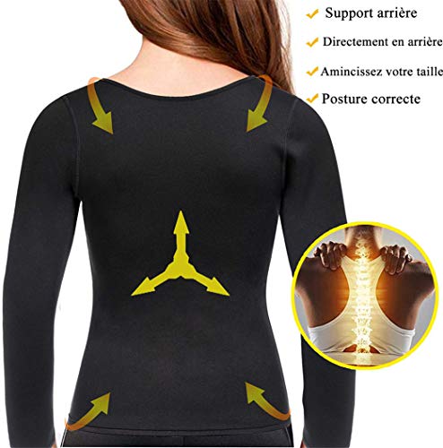 Chumian - Camiseta de sudación para mujer, con cremallera, manga larga, para adelgazar, neopreno, sauna, transpiración, para deporte, fitness, pérdida de peso Negro M Chumian - Camiseta de sudación para mujer, con cremallera, manga larga, para adelgazar, neopreno, sauna, transpiración, para deporte, fitness, pérdida de peso Negro M