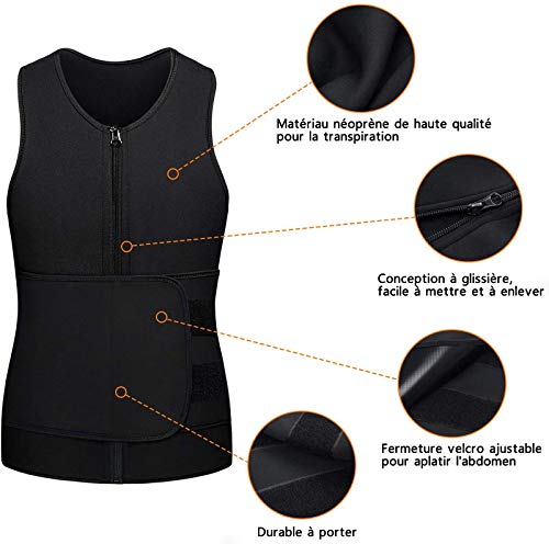Chumian - Chaleco de sudación para hombre, neopreno, para adelgazar, pérdida de peso, cinturón de sudación Fitenes deporte, camiseta de tirantes (talla XL) Chumian - Chaleco de sudación para hombre, neopreno, para adelgazar, pérdida de peso, cinturón de sudación Fitenes deporte, camiseta de tirantes (talla XL)