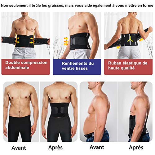 Chumian - Cinturón de sudación abdominal para hombre, adelgazante, cinturón reductor de cadera plano, neopreno, deporte, ajustable, fitness, sauna (color negro, XXL) Chumian - Cinturón de sudación abdominal para hombre, adelgazante, cinturón reductor de cadera plano, neopreno, deporte, ajustable, fitness, sauna (color negro, XXL)