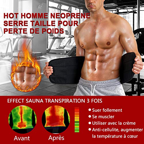 Chumian - Cinturón de sudación abdominal para hombre, adelgazante, cinturón reductor de cadera plano, neopreno, deporte, ajustable, fitness, sauna (color negro, XXL) Chumian - Cinturón de sudación abdominal para hombre, adelgazante, cinturón reductor de cadera plano, neopreno, deporte, ajustable, fitness, sauna (color negro, XXL)