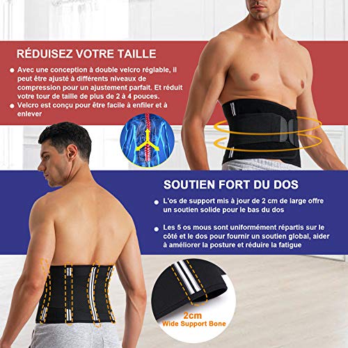 Chumian - Cinturón de sudación abdominal para hombre, adelgazante, cinturón reductor de cadera plano, neopreno, deporte, ajustable, fitness, sauna (color negro, XXL)