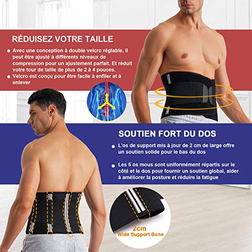 Chumian - Cinturón de sudación abdominal para hombre, adelgazante, cinturón reductor de cadera plano, neopreno, deporte, ajustable, fitness, sauna (color negro, XXL) Chumian - Cinturón de sudación abdominal para hombre, adelgazante, cinturón reductor de cadera plano, neopreno, deporte, ajustable, fitness, sauna (color negro, XXL)