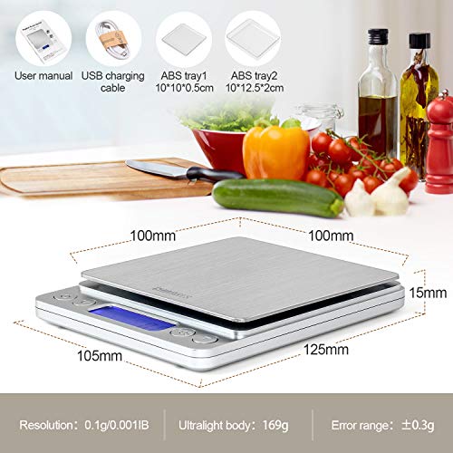 CHWARES Báscula de cocina digital con carga USB, báscula digital de 0.1g/3 kg, Báscula electrónica fina, función PSC/Tara,Báscula Digital para Cocina con Carga USB,Balanza de Alimentos Alta Precisión CHWARES Báscula de cocina digital con carga USB, báscula digital de 0.1g/3 kg, Báscula electrónica fina, función PSC/Tara,Báscula Digital para Cocina con Carga USB,Balanza de Alimentos Alta Precisión