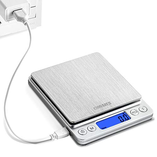 CHWARES Báscula de cocina digital con carga USB, báscula digital de 0.1g/3 kg, Báscula electrónica fina, función PSC/Tara,Báscula Digital para Cocina con Carga USB,Balanza de Alimentos Alta Precisión CHWARES Báscula de cocina digital con carga USB, báscula digital de 0.1g/3 kg, Báscula electrónica fina, función PSC/Tara,Báscula Digital para Cocina con Carga USB,Balanza de Alimentos Alta Precisión