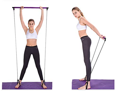 CHYIR Kit de barra portátil para yoga, pilates, con banda de resistencia, barra de sentada con bucle para el pie para entrenamiento total del cuerpo CHYIR Kit de barra portátil para yoga, pilates, con banda de resistencia, barra de sentada con bucle para el pie para entrenamiento total del cuerpo