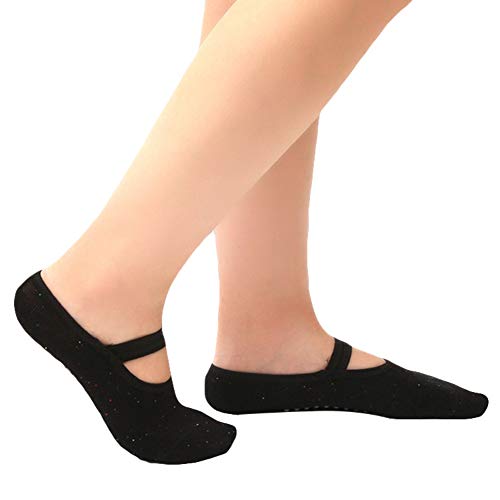 ChYoung Calcetines de yoga para mujer Calcetines de algodón antideslizantes Vendaje Pinza Zapatillas Barre Color sólido
