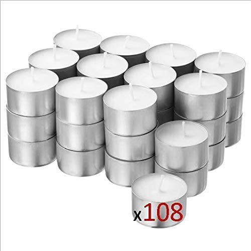 Cia&Co Pack 108 Velas de té XXL Larga Duración 8 Horas. Vela Blanca sin Aroma de Parafina. Ideal Hosteleria Cia&Co Pack 108 Velas de té XXL Larga Duración 8 Horas. Vela Blanca sin Aroma de Parafina. Ideal Hosteleria