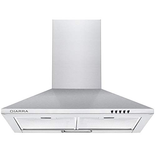 CIARRA CBCS6201 Campana Extractora Decorativa 60cm 380m³/h 65W - 3 Velocidades de Extracción - Evacuación al Exterior y Recirculación Interna por Filtro de Carbón CBCF002 - Acero Inoxidable Plata CIARRA CBCS6201 Campana Extractora Decorativa 60cm 380m³/h 65W - 3 Velocidades de Extracción - Evacuación al Exterior y Recirculación Interna por Filtro de Carbón CBCF002 - Acero Inoxidable Plata