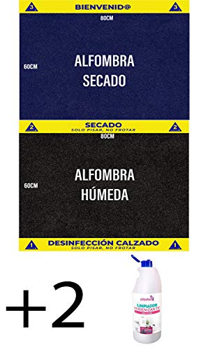 Cibol Alfombra desinfectante Entrada + (x2) Limpiador Higienizante, Felpudo Desinfectante, Calzado, Zapatos (80 x 60cm) Pack DE 4 Productos