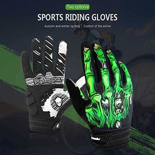 Ciclismo Motocicleta Guantes MTB Pantalla táctil Completa Guantes Antideslizantes Que absorben los Golpes Hombres Mujeres Jóvenes. (Verde, M)