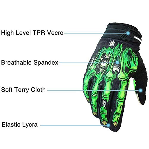 Ciclismo Motocicleta Guantes MTB Pantalla táctil Completa Guantes Antideslizantes Que absorben los Golpes Hombres Mujeres Jóvenes. (Verde, M)