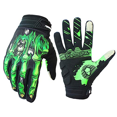 Ciclismo Motocicleta Guantes MTB Pantalla táctil Completa Guantes Antideslizantes Que absorben los Golpes Hombres Mujeres Jóvenes. (Verde, M)