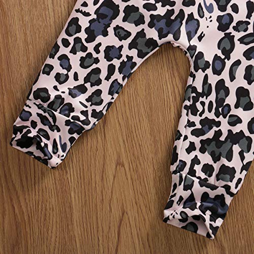 CiKiXZ Conjunto de ropa de bebé para niña, 3 piezas, blusa de manga larga, camiseta con estampado de leopardo, pantalones largos para 0-2 años Rosa. 0-6 Meses