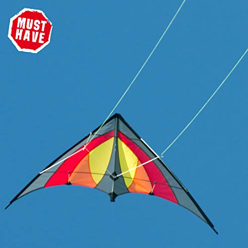 CIM - Cometa acrobática - SHURIKEN Red Desert MUSTHAVE - Cometa para niños de a partir de 8 años - 120 x 60 cm - incl. cuerdas de dirección en bobinas - Cometa para principiantes