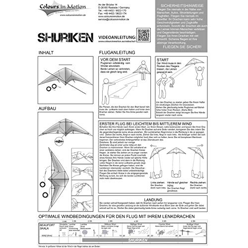 CIM - Cometa acrobática - SHURIKEN Red Desert MUSTHAVE - Cometa para niños de a partir de 8 años - 120 x 60 cm - incl. cuerdas de dirección en bobinas - Cometa para principiantes