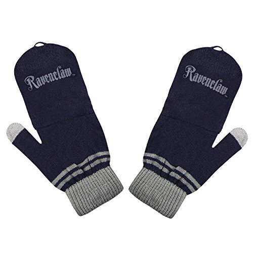 Cinereplicas - Harry Potter - Guantes - Mitones Removibles - Mitones de Pantalla táctil - Licencia Oficial - Casa Ravenclaw - Azul y Gris