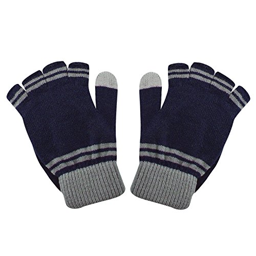 Cinereplicas - Harry Potter - Guantes - Mitones Removibles - Mitones de Pantalla táctil - Licencia Oficial - Casa Ravenclaw - Azul y Gris