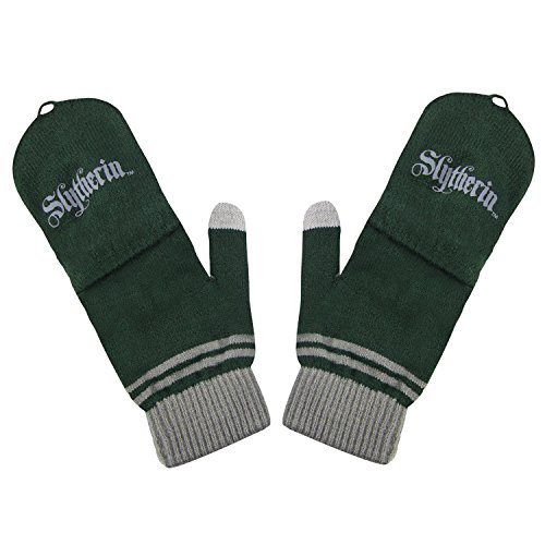 Cinereplicas - Harry Potter - Guantes - Mitones Removibles - Mitones de Pantalla táctil - Licencia Oficial - Casa Slytherin - Verde y Gris