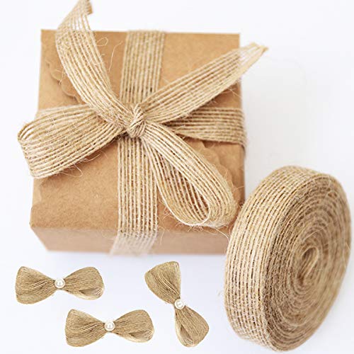 Cinta de Arpillera,Yueser 6 Rollos Cinta Yute Natural Cinta de Yute Vintage para Manualidades de Bricolaje Boda Decoración y Envoltura de Regalos (3 Tamaños)