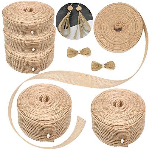 Cinta de Arpillera,Yueser 6 Rollos Cinta Yute Natural Cinta de Yute Vintage para Manualidades de Bricolaje Boda Decoración y Envoltura de Regalos (3 Tamaños)