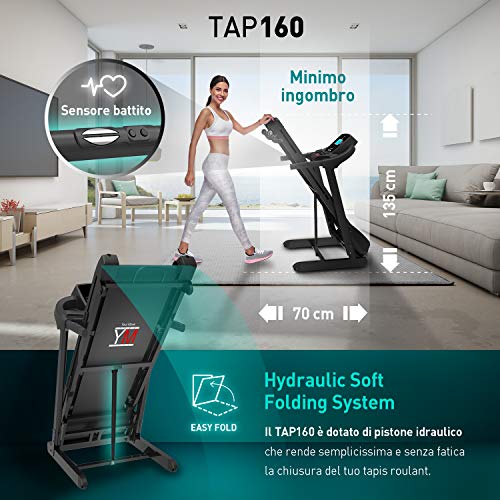 Cinta de correr eléctrica plegable con sensor cardíaco, potencia de 1500 W (3,5 HP pico), 16 km/h, Bluetooth, App FitShow, inclinación automática y soporte universal para tableta, smartphone Cinta de correr eléctrica plegable con sensor cardíaco, potencia de 1500 W (3,5 HP pico), 16 km/h, Bluetooth, App FitShow, inclinación automática y soporte universal para tableta, smartphone