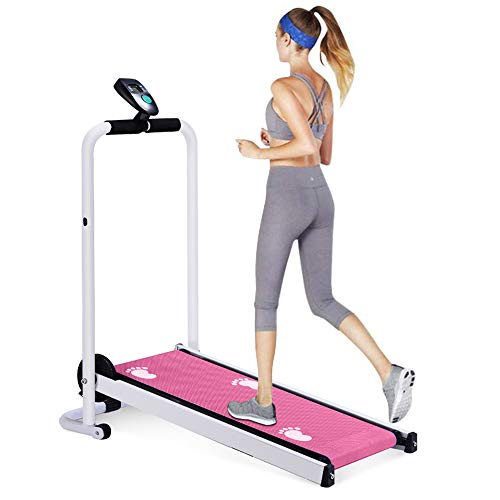 Cinta de Correr Manual Plegable compacta para el hogar Máquina de Correr portátil con Tablero de Instrumentos Mini máquina para Caminar Cinta de Correr para Ejercicio físico