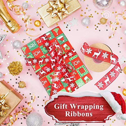 Cinta de Organza Navidad, 2 Rollos Cintas de Raso Navideña Gris Rojo Cintas de Navidad 25 mm con Copo de Nieve Alce, 20 M/22 yardas Cinta Organza para Envolver Regalos/Lazo/Tarjetas/árbol de Navidad Cinta de Organza Navidad, 2 Rollos Cintas de Raso Navideña Gris Rojo Cintas de Navidad 25 mm con Copo de Nieve Alce, 20 M/22 yardas Cinta Organza para Envolver Regalos/Lazo/Tarjetas/árbol de Navidad