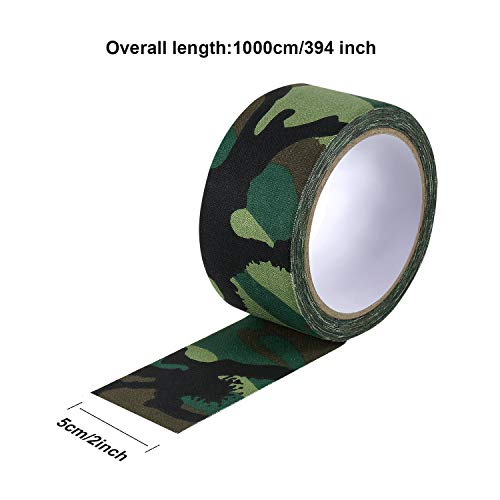 Cinta de Tela Verde Camuflaje 5 cm x 10 m, Cinta Adhesiva de Sellado de Costuras para Reparación de Correas