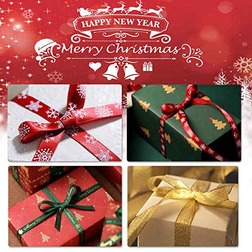 Cinta Navidad,4 Estilos Cinta de Navidad de Tela para Envolver Regalos,Total 55m Cintas de Grogrén Navideñas con Patrón de Copo de Nieve/árbol Rojo Verde Dorado Cinta Navidad,4 Estilos Cinta de Navidad de Tela para Envolver Regalos,Total 55m Cintas de Grogrén Navideñas con Patrón de Copo de Nieve/árbol Rojo Verde Dorado