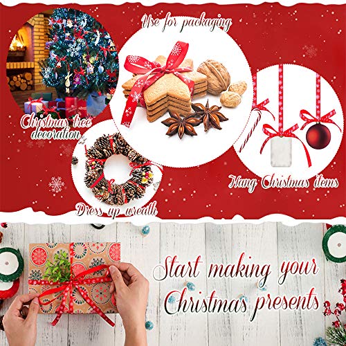 Cinta Navidad,4 Estilos Cinta de Navidad de Tela para Envolver Regalos,Total 55m Cintas de Grogrén Navideñas con Patrón de Copo de Nieve/árbol Rojo Verde Dorado Cinta Navidad,4 Estilos Cinta de Navidad de Tela para Envolver Regalos,Total 55m Cintas de Grogrén Navideñas con Patrón de Copo de Nieve/árbol Rojo Verde Dorado